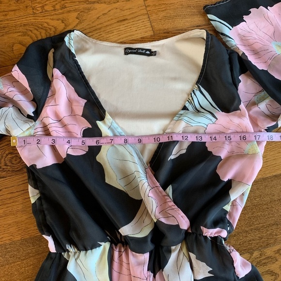 Crystal Doll Black Floral Romper - Picture 10 of 11